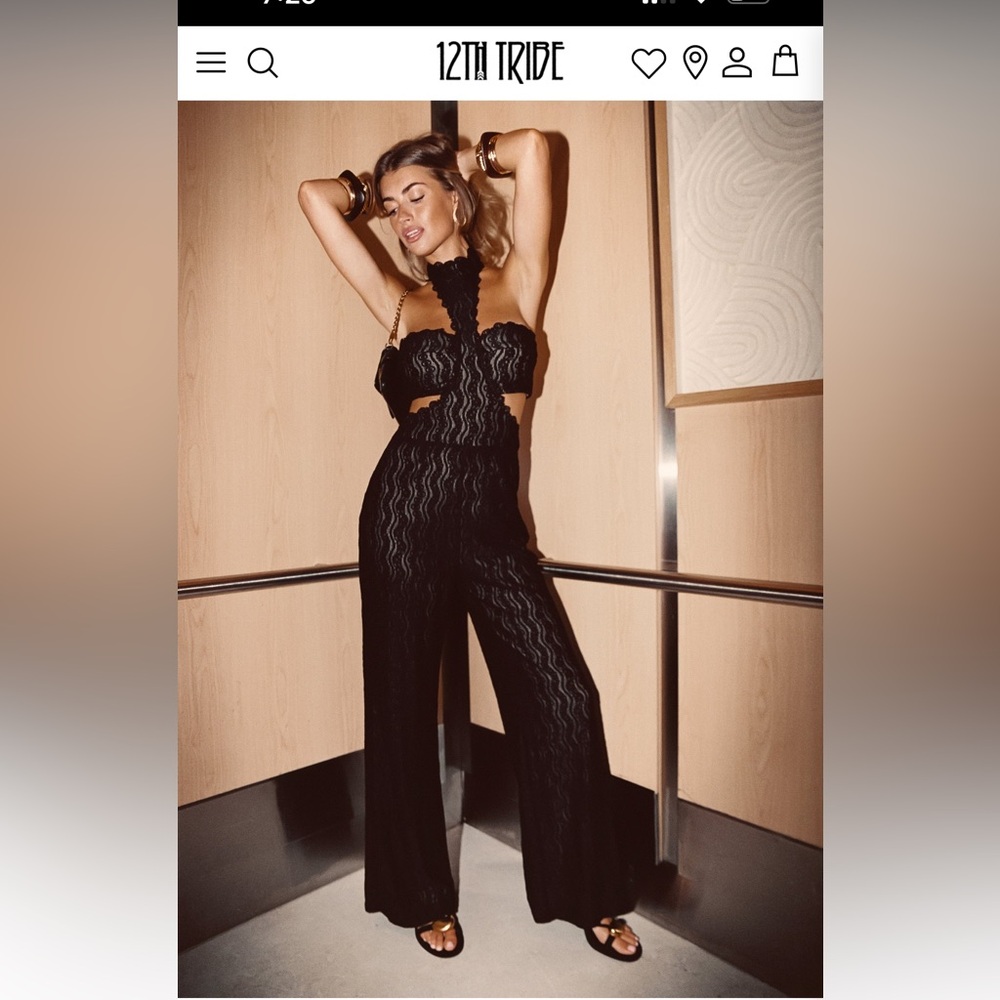 12th Tribe Elegant Black Wide Leg Jumpsuit